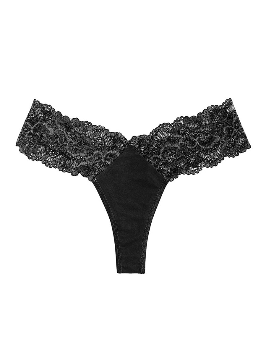 Women’s Lace Mesh Thong Solid Color See Through Design for Vacation Beach Yoga