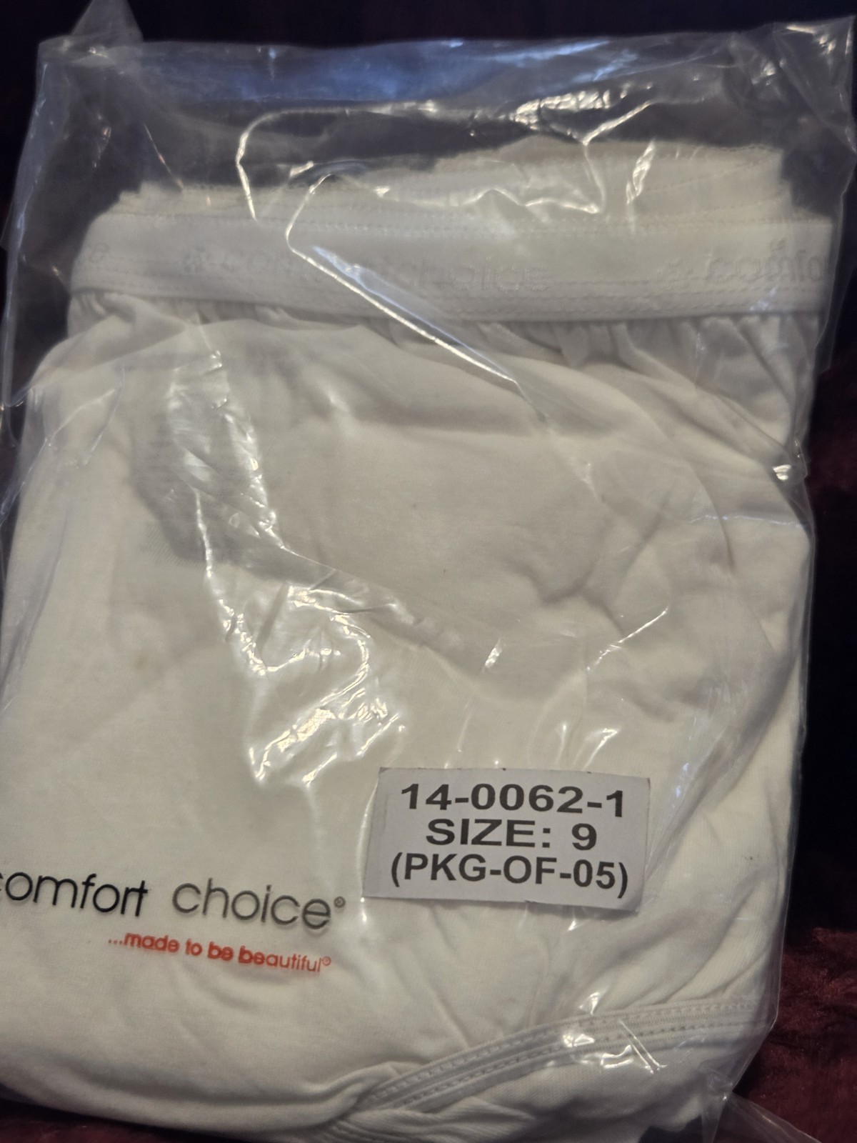 Comfort Choice Women’s Brief Panties In White Size 9 NIP of 5 Pieces