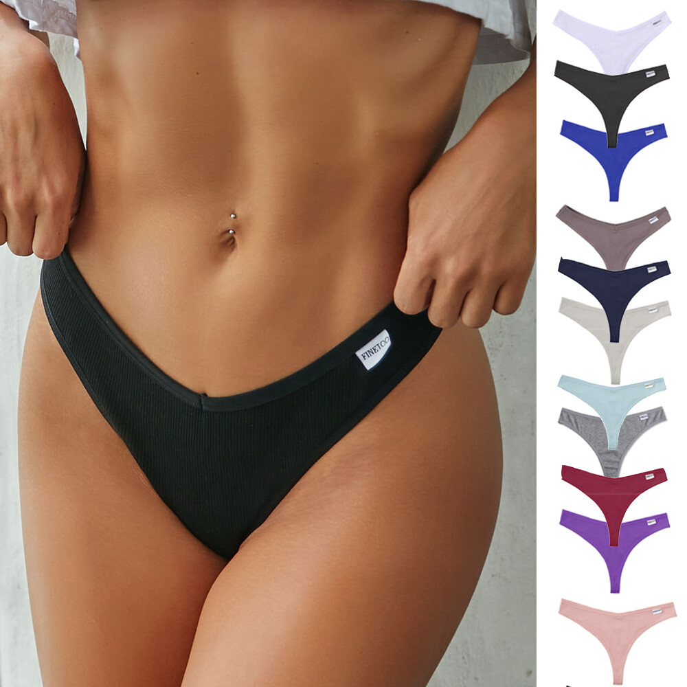 1/7Pcs Womens Sexy G-string Lingerie Cotton Briefs V-Waist Panties Low❤Underwear