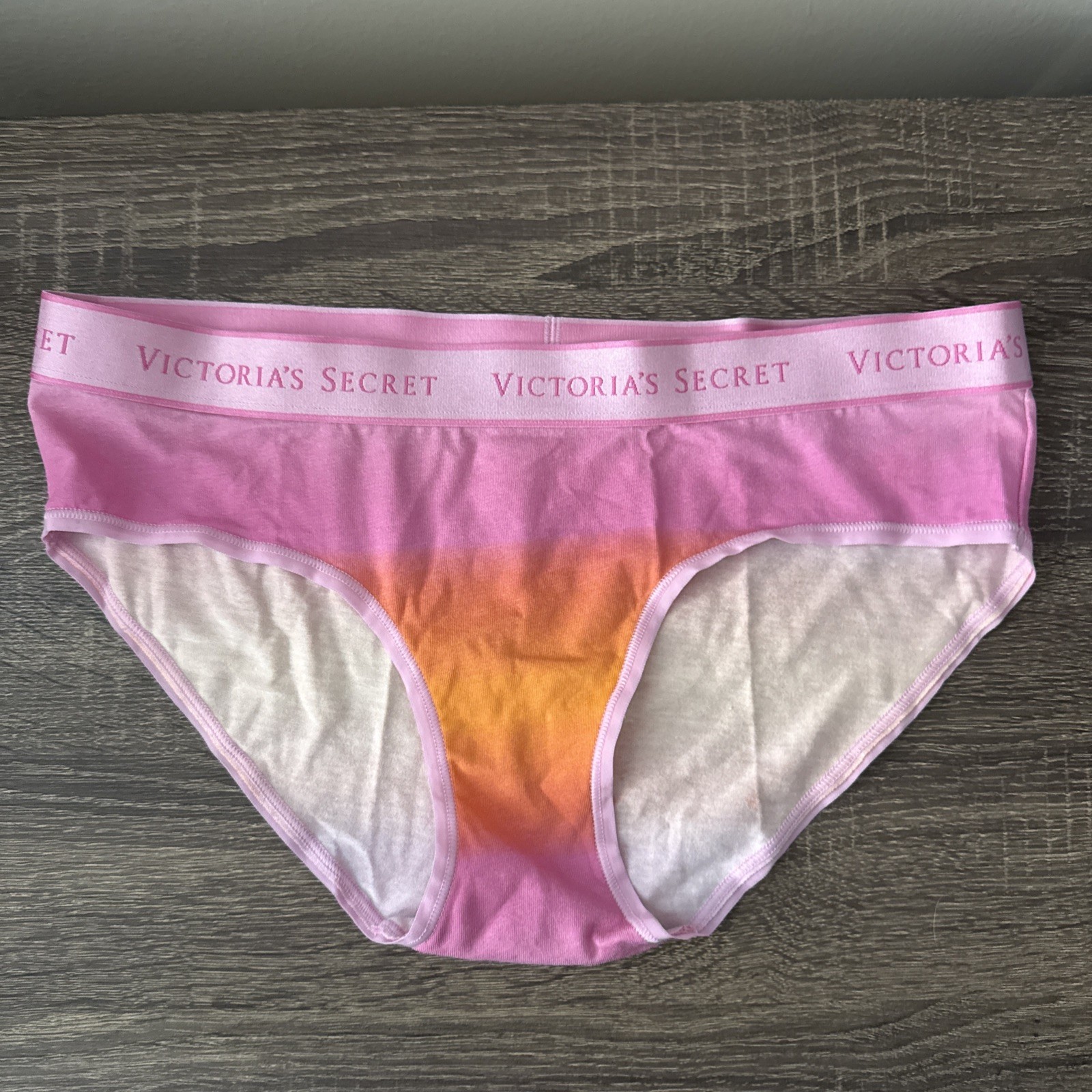 Victoria’s Secret Medium Pink Orange Fade Logo Hip Hugger Cotton Panties