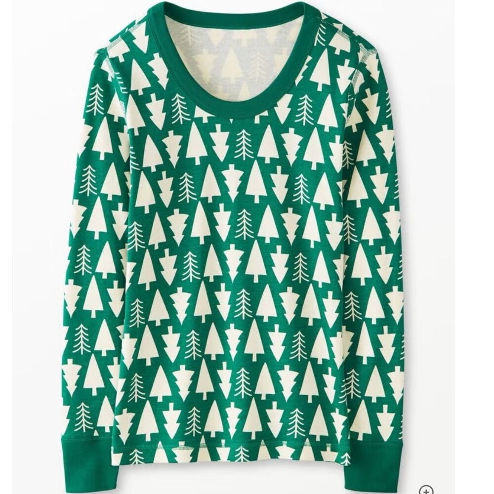 Hanna Andersson Women’s Holiday Long John Pajama Top Winter Green