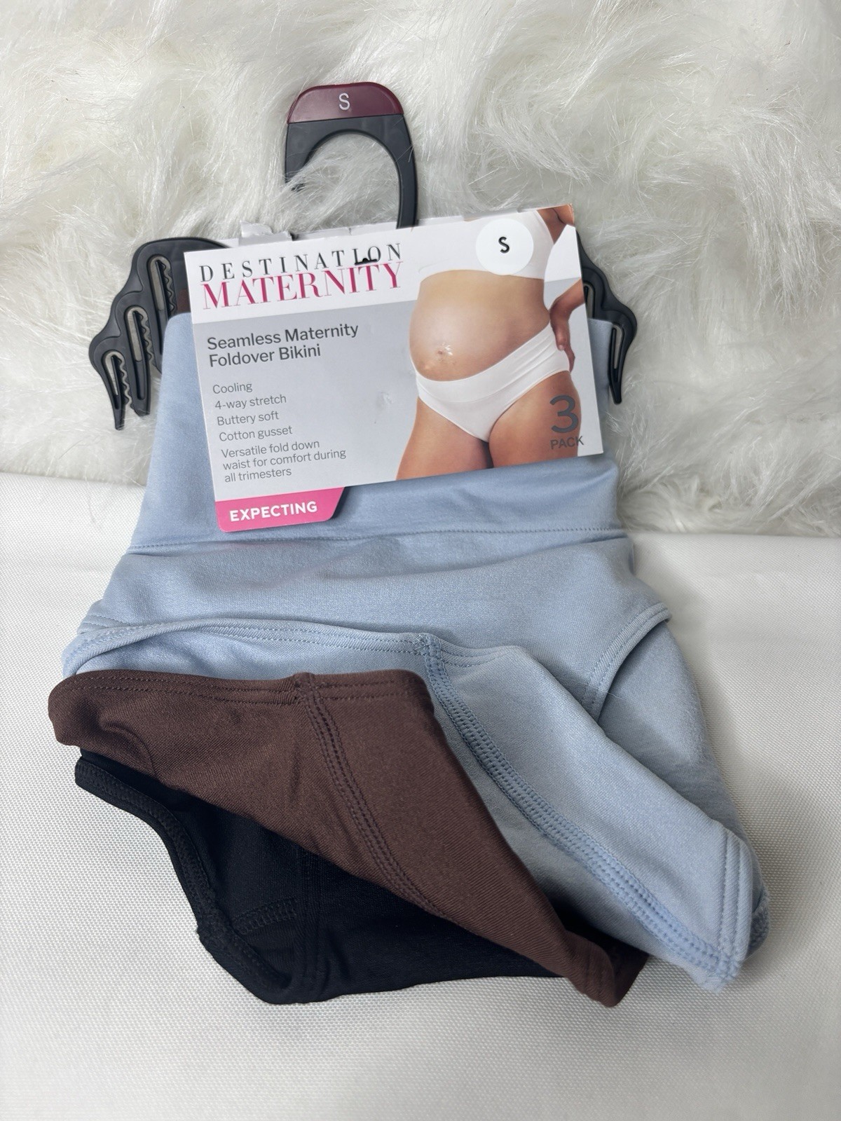 Destination Maternity 3 Pack Bikini Panties Size S Foldover Seamless New