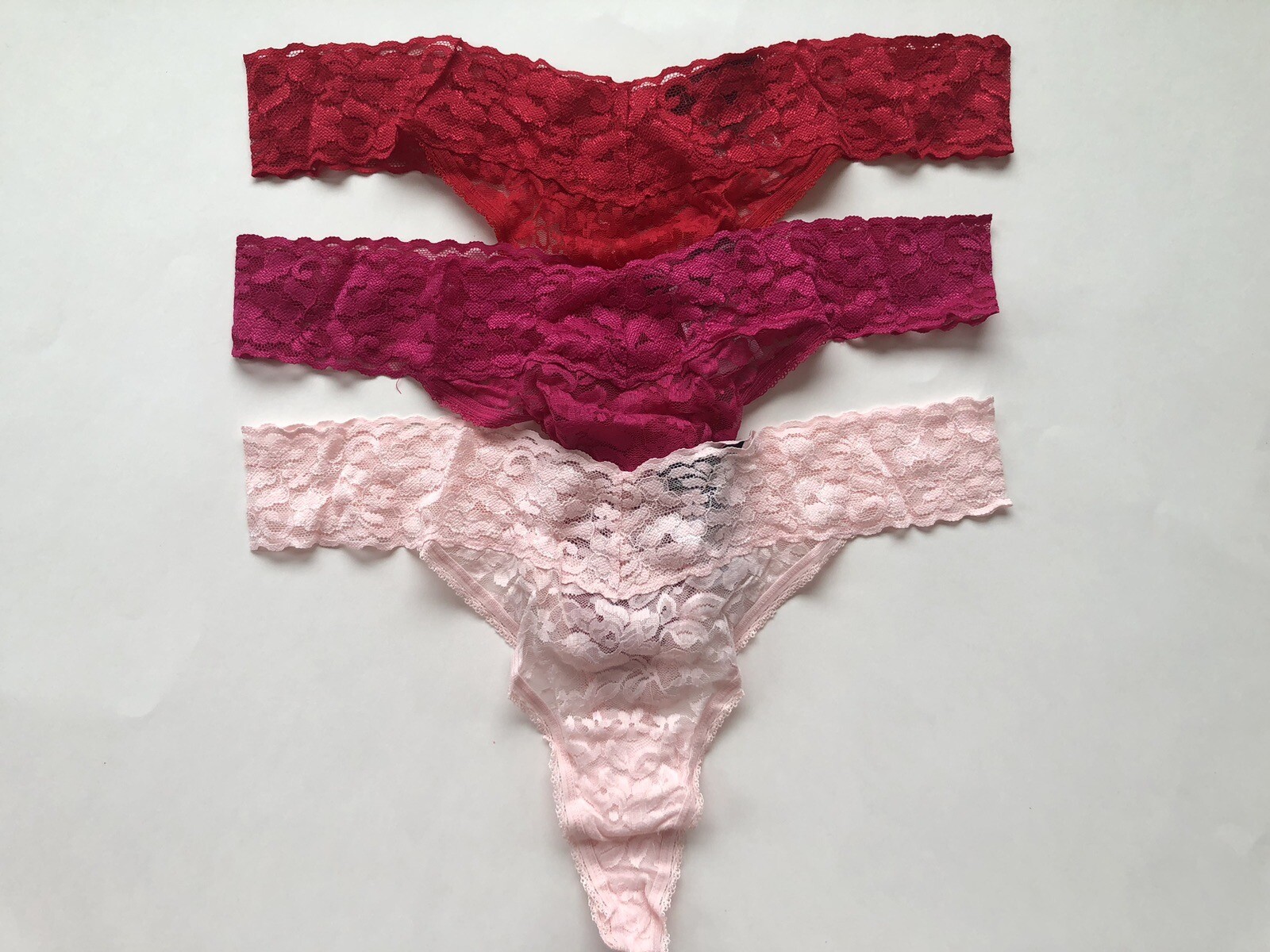 New INC International Concepts Lace Thong Panties 3 Pack XL 14-16 Red Pinks
