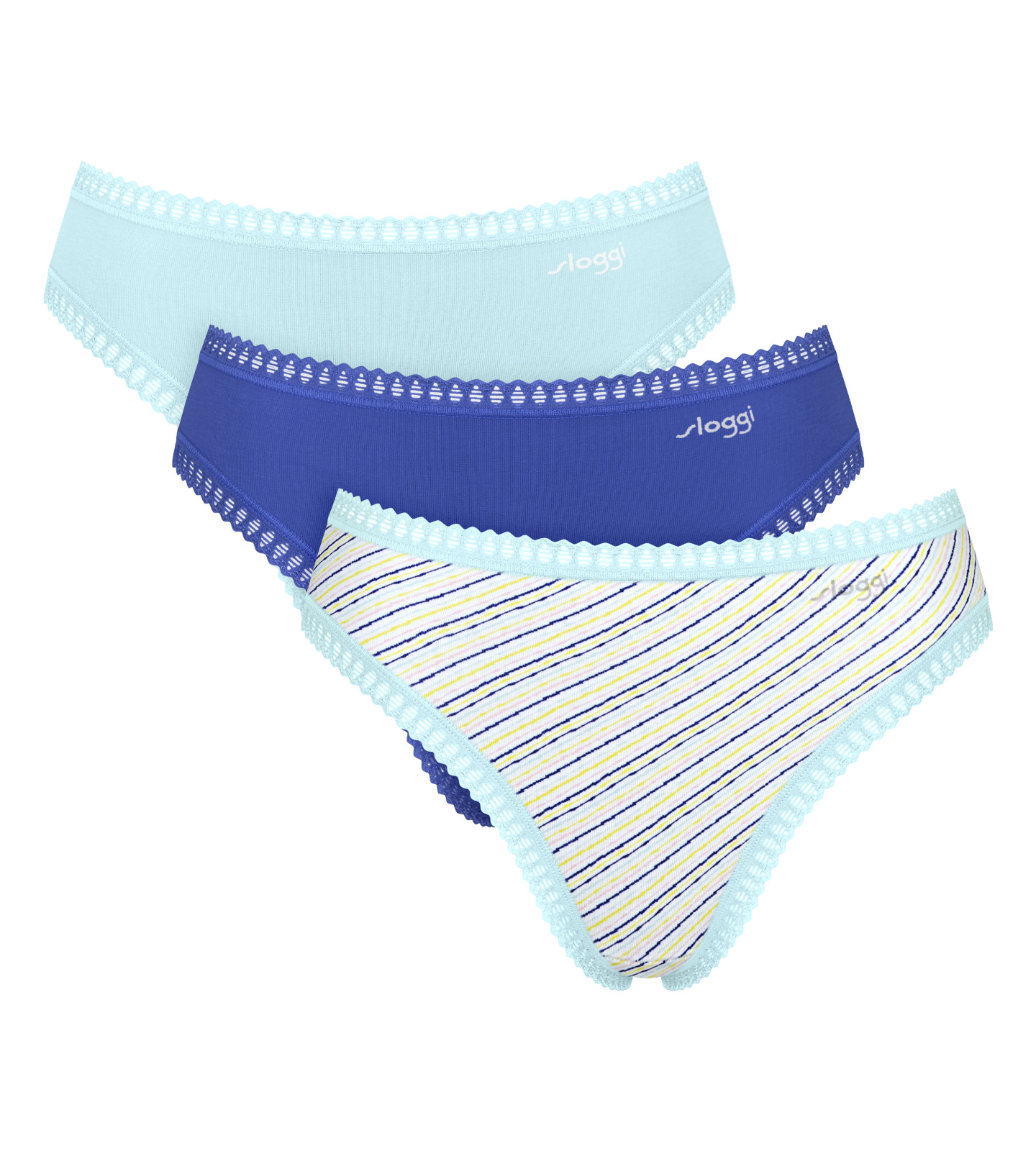 Sloggi GO Crush High Leg Knickers 3 Pack Tai Briefs 10219672