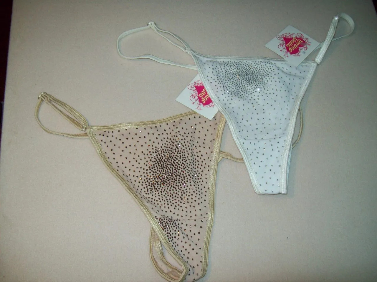 NWT 2 PAIRS BIATTA solid THONG PANTIES NUDE SPARKLE, WHITE SPARKLE size M