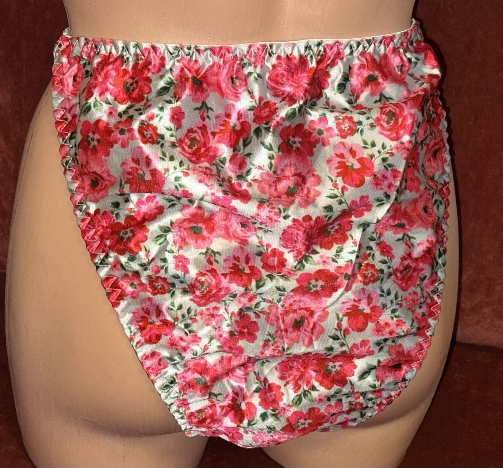 Vtg Styl Floral Colorful Stretch Satin String Bikini Panties Sz Frm 1X to 4X NEW