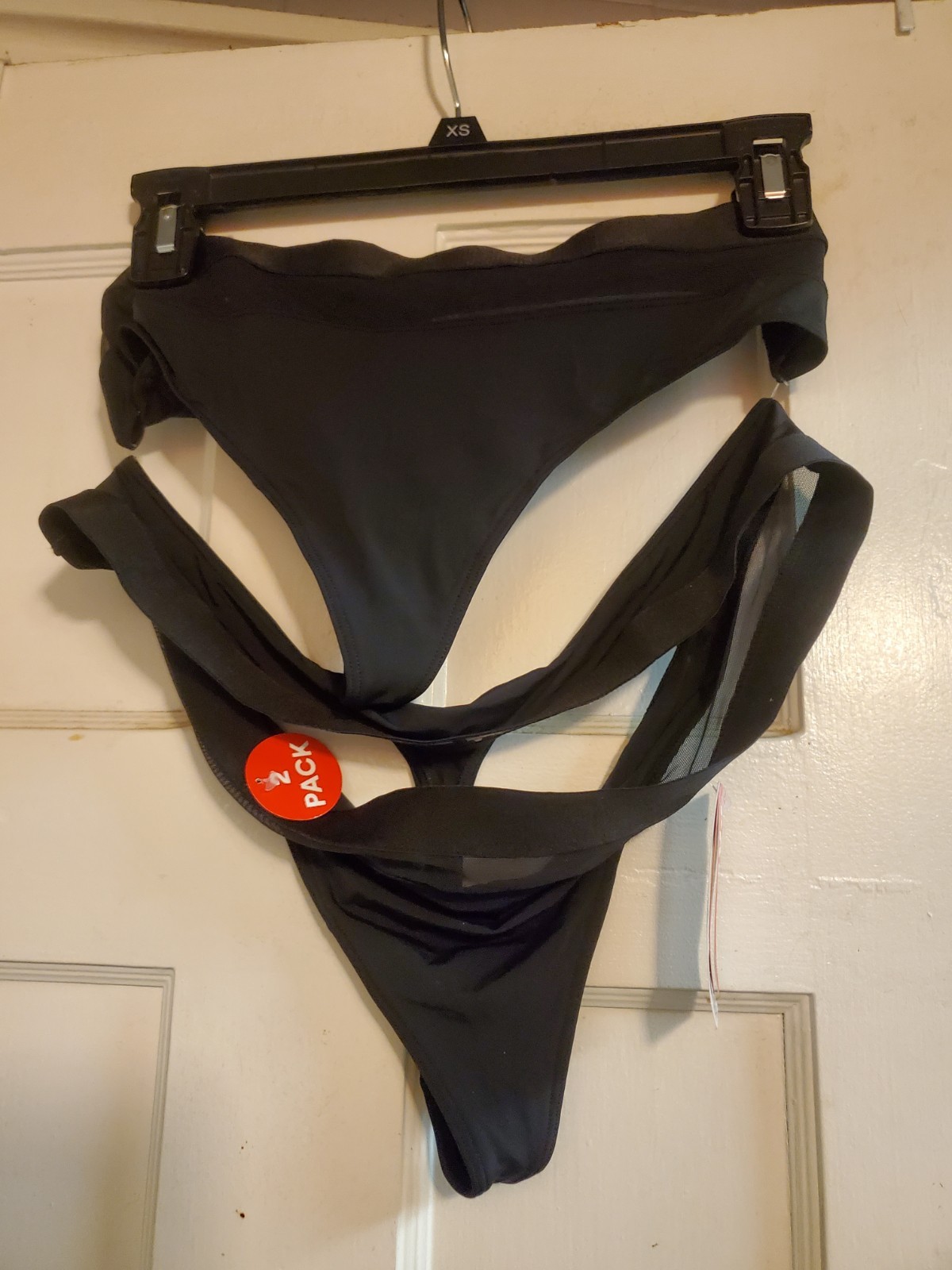 NEW Parade Women’s Lace Mesh Thong Underwear, Size XL (14-16), Black, 2-Pack NWT