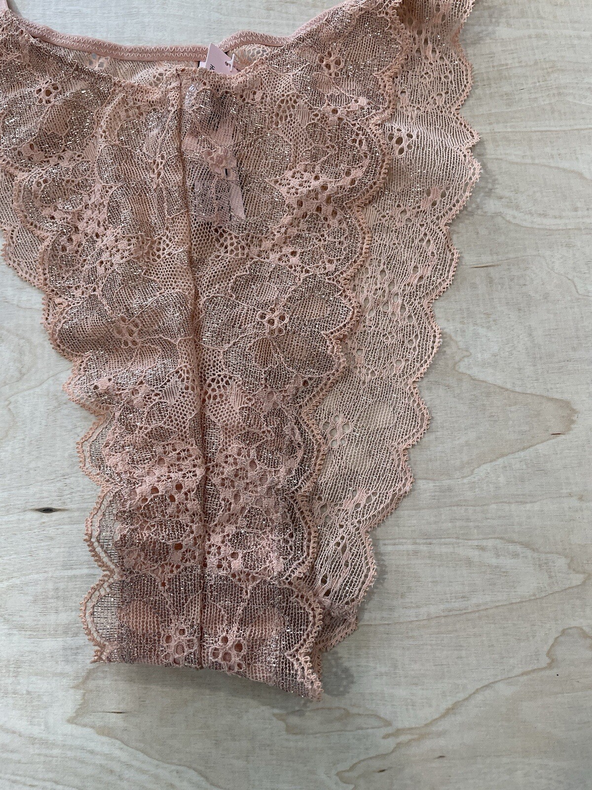 Victoria’s Secret Dream Angels high leg Metallic Lace Brazilian Slip Panty Sz XL