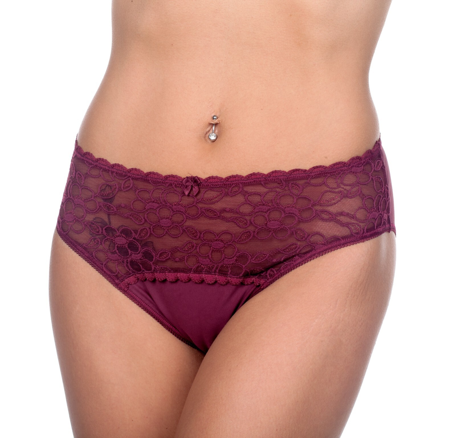Belamy Women’s Lace Brief Panty – BURGANDY, XS-S
