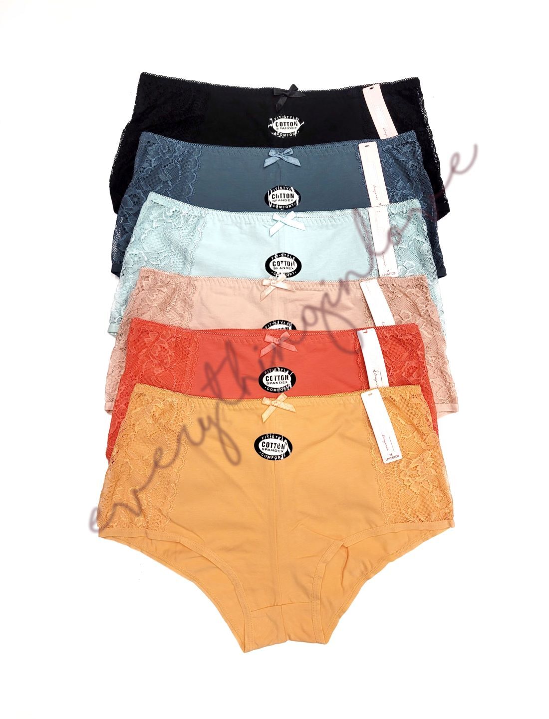 Women Soft Stretch Comfortable Cotton Side Lace Hipster Bikini No Show panties