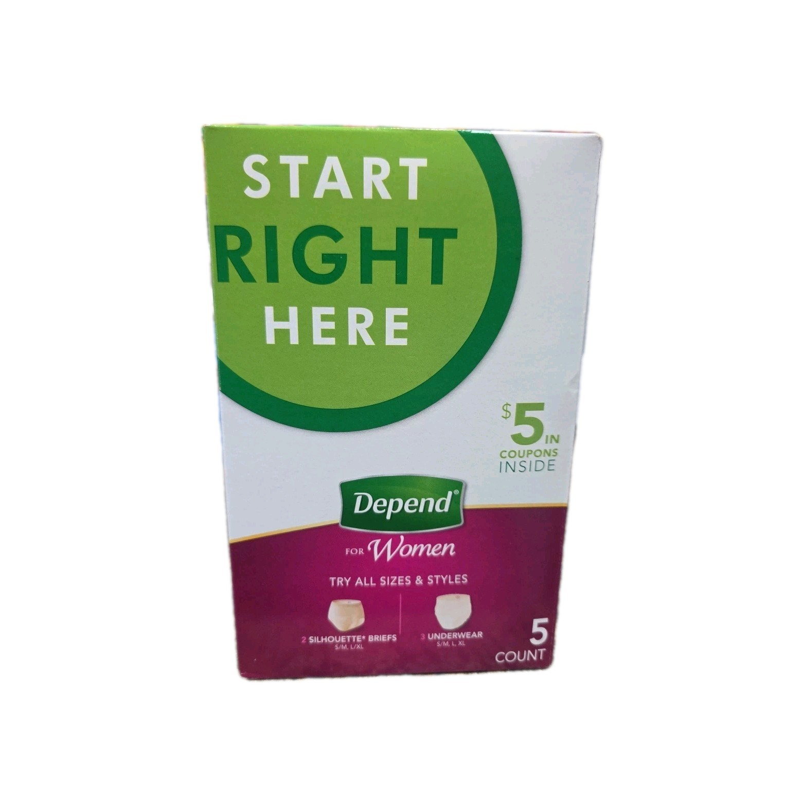 Depend For Women’s Incontinence Underwear Starter Pack 5 Count