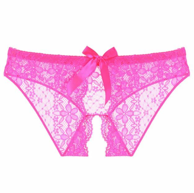 Sexy Womens Lingeries Lace Sheer Underwear Bow Briefs Cheeky Crotchles Panties