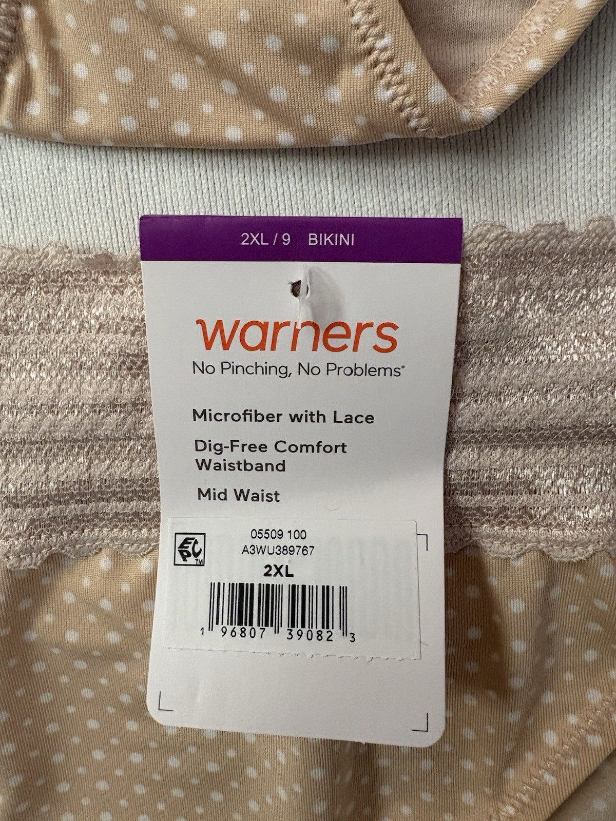 NEW Warners No Pinching No Problems Lace Bikini WR5509 2 Pair Women Size 2xlarge
