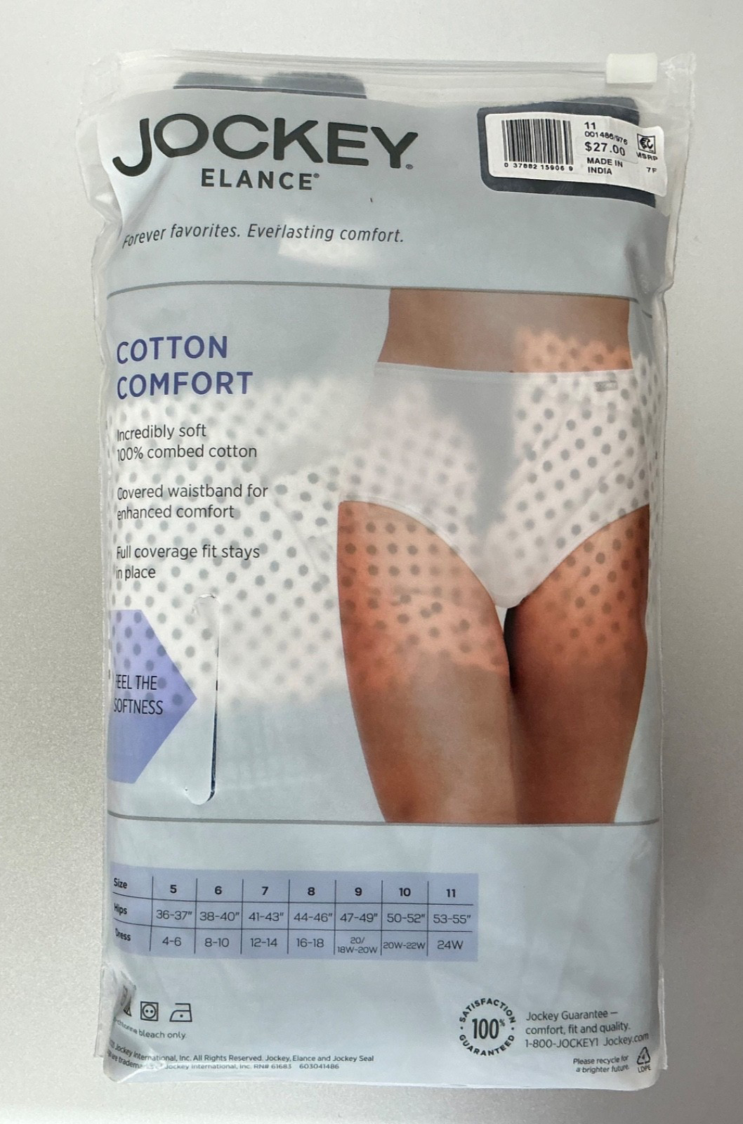 Jockey Elance Cotton Comfort Briefs Women’s Size 11 4XL