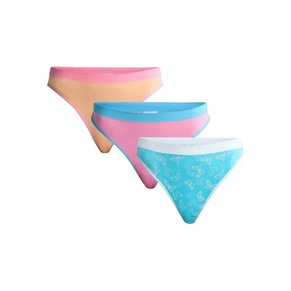 Celebrate! Women’s Seamless Thong Panties LARGE (12-14) Butterfly Stencil 3 Pk