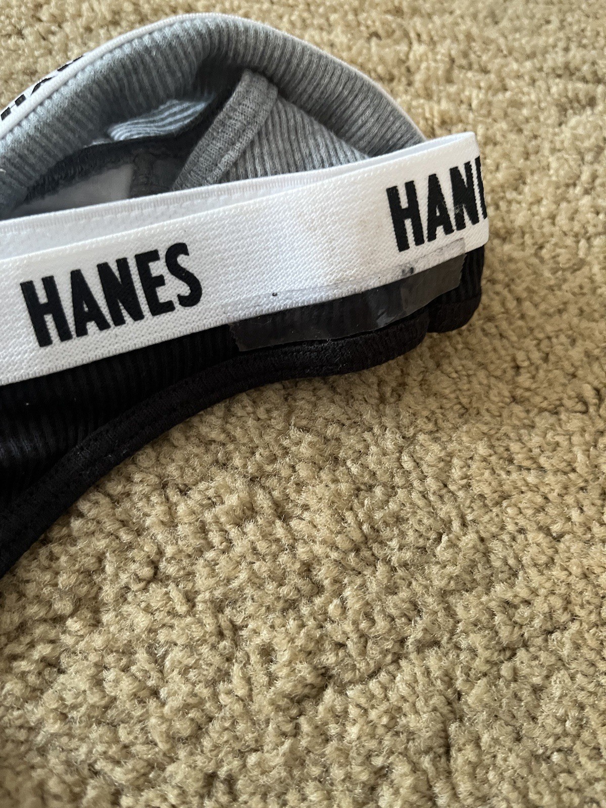 new 2 pair hanes black grey logo thong set ribbed underwear medium panties