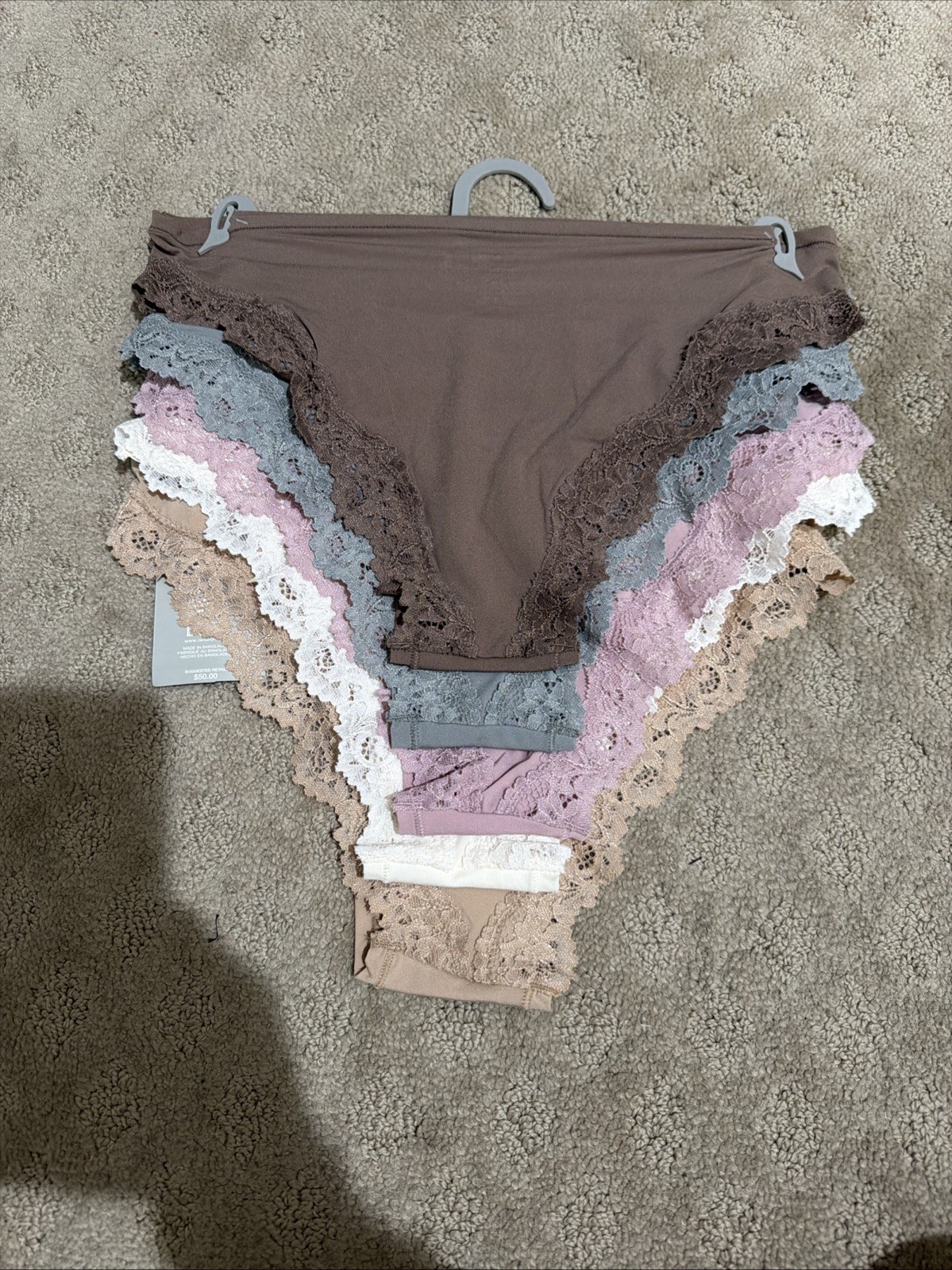 Essentials By Rene Rofe 5pk Flexible Fit Lace Tangas Panties. Sz M. NWT!