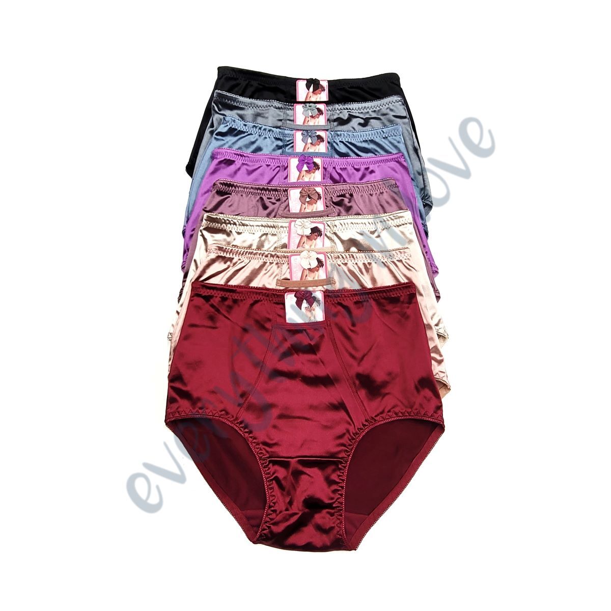 Women Shiny Satin Pocket High Waist Full Coverage Brief Girdle Panties Underwear