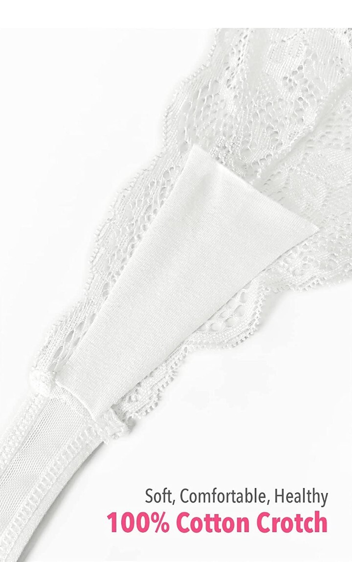Cottonhill Underwear High Waisted Lace Panties, Sexy Thongs for Women