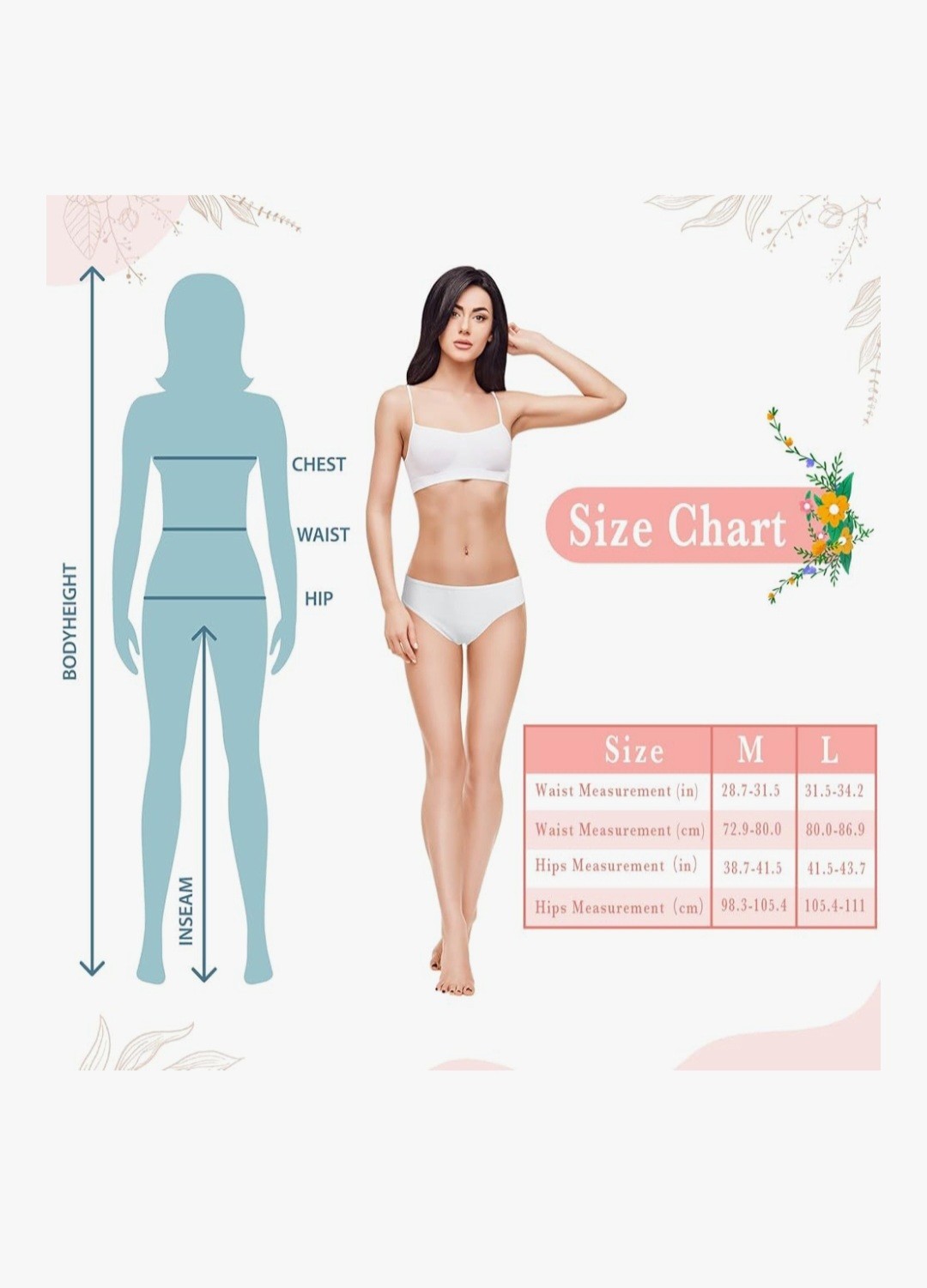 Vabean 40 PC Ropa interior desechable para mujer de poliéster y algodón