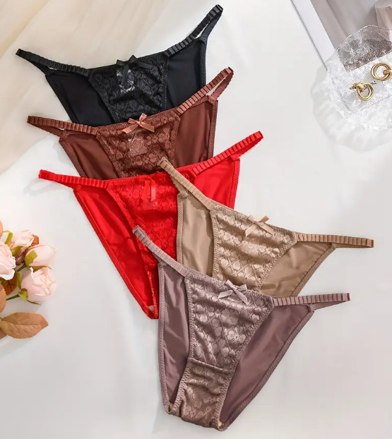 5 Pack Satin & Jacquard Lace Cheeky Panty Hot Sexy Naughty Slippery Size S 🔥