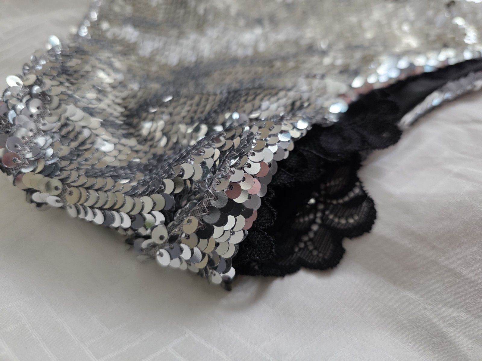 For Love & Lemons x VS Maia High Waist Y2K Panty Medium Silver Sequin M