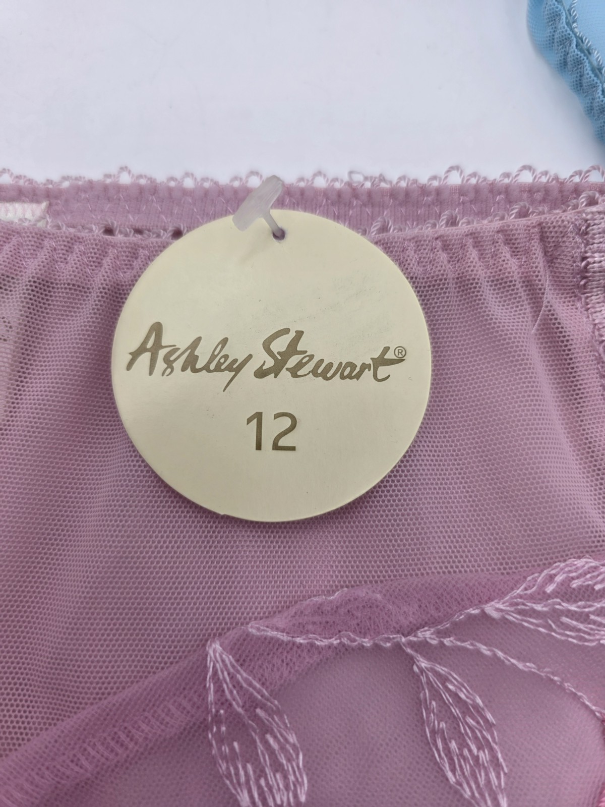 2 Pr NWT Sz 12 Ashley Stewart Plus Panties Hi Cut Sheer Lace Blue & Pink
