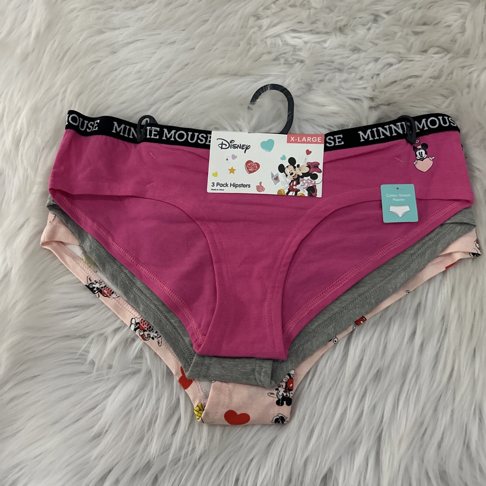 Disney Mickey Minnie three pack hipster underwear X-Large NWT valentine pink