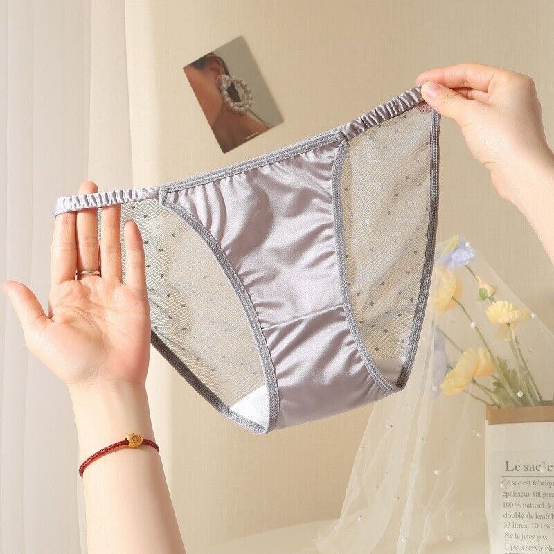 5 Pack Lot Womens Satin Panties String Bikinis Sheer See Through Brief Underwear