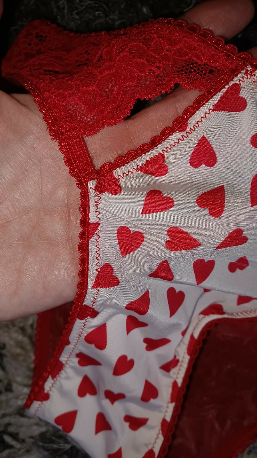 VS dream angel heart mesh ruched cheekini panty NEW size xsmall white/red