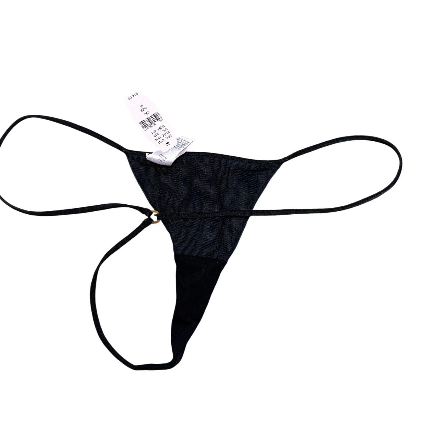 Victoria’s Secret Very Sexy V-String Panty Black Rhinestone Heart Y2K 2000s Med