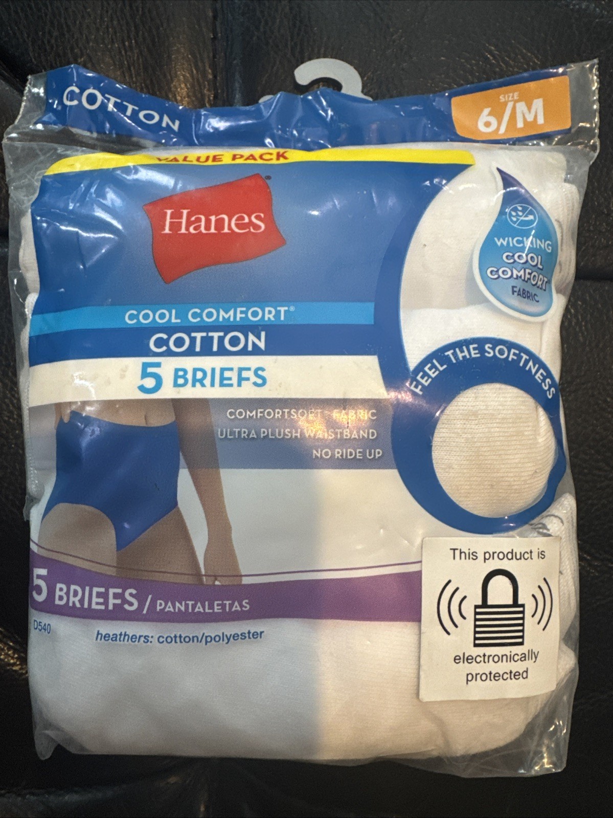 Hanes Cool Comfort Womans Tagless Cotton Briefs Size 6 Medium (5-Pack)