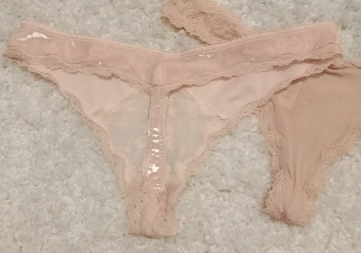 Lot Of 2 Victoria’s Secret Velvet/Sheer/Mesh/Lace Thong Panties Lrg DREAM ANGELS