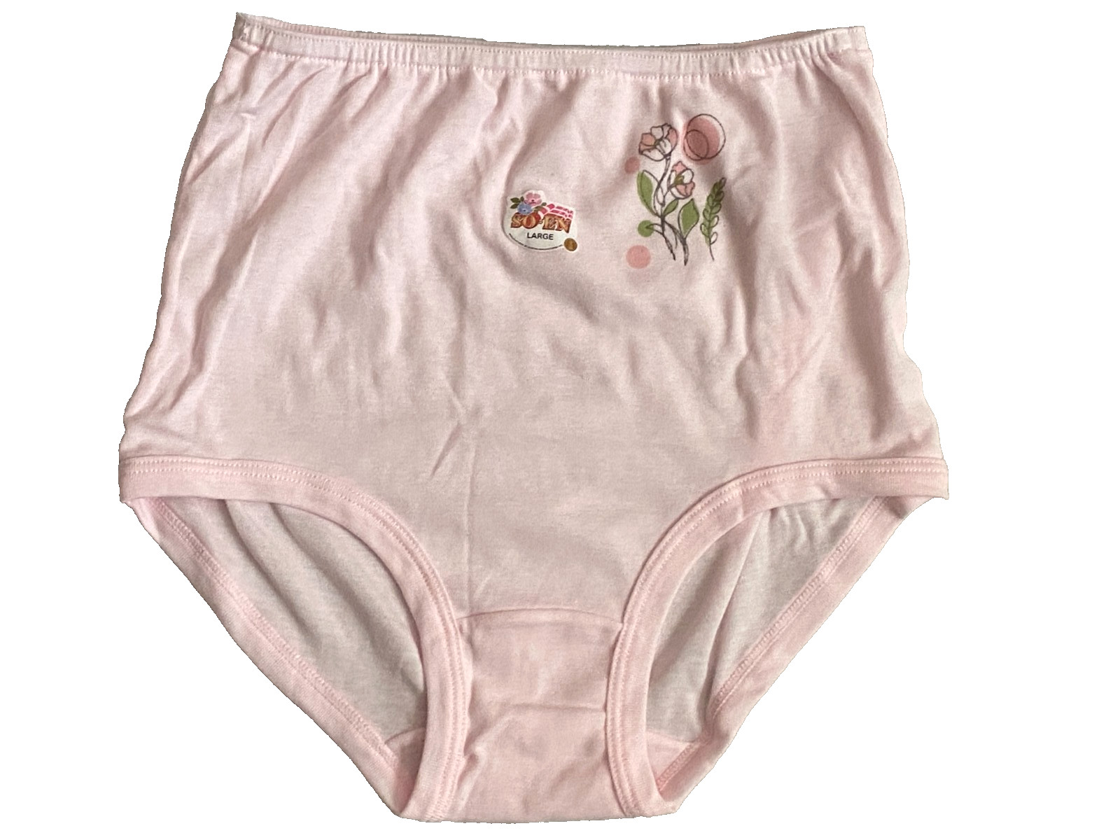 Vtg SO-EN Briefs Cotton Blend Underwear Panties Pastel w/ Flowers at Hip LARGE