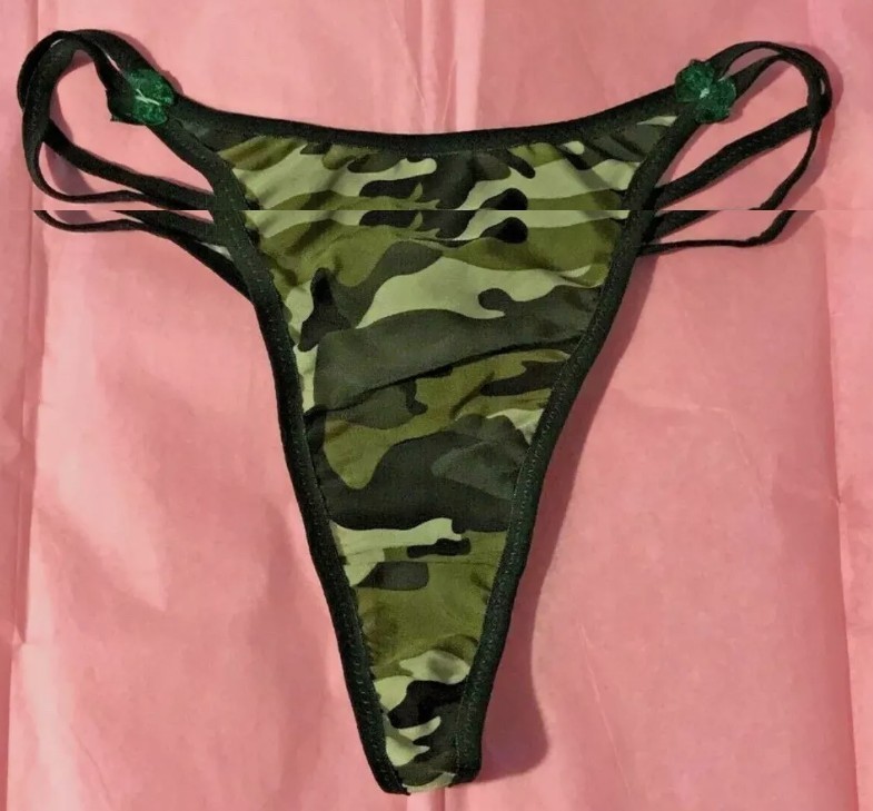 Women’s Camo Thong Bikini Set 2pc Strappy Stretch One Size M L XL