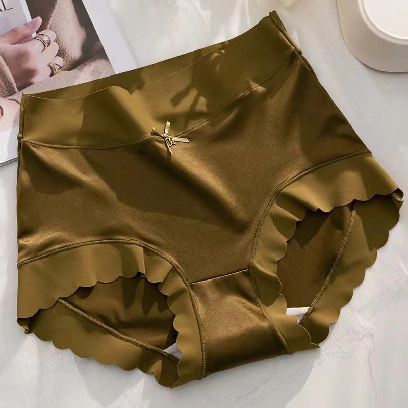 Womens Ice Silk Panties Seamless Soft High Waist Briefs Stretch UK
