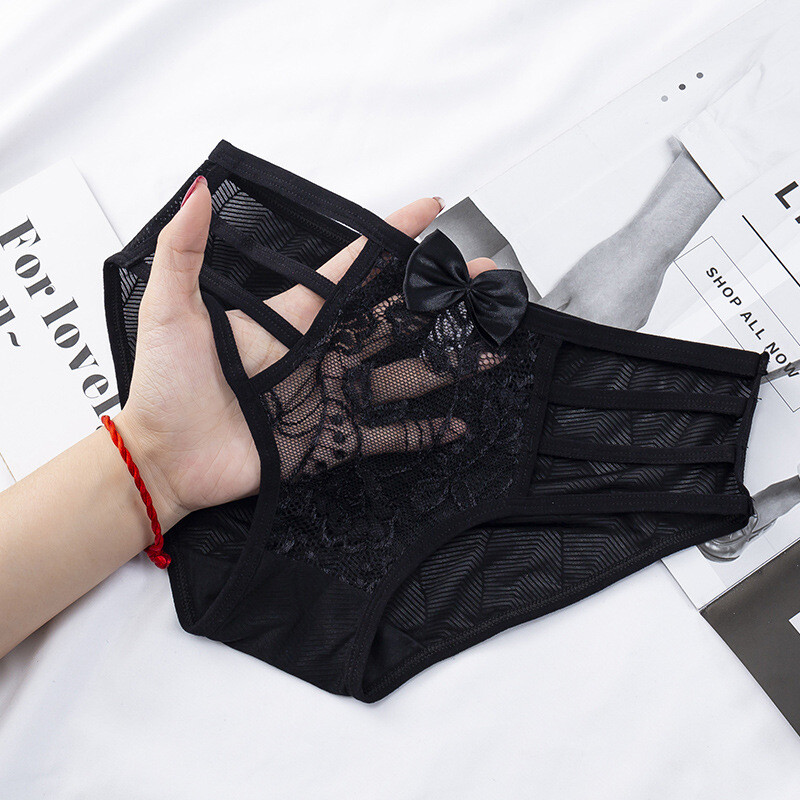 15 Types Women Sexy Black Lace Underpants Girl Mesh Gauze Breathe Briefs Panties