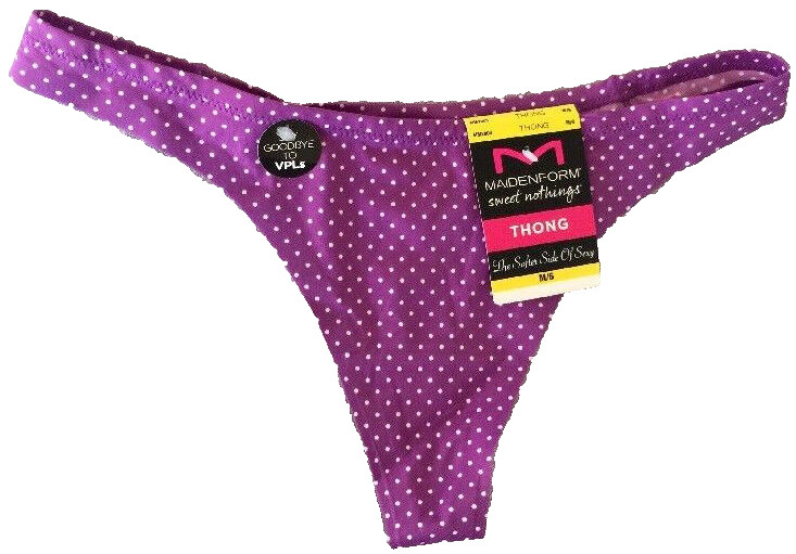 Maidenform Purple Polka Dots Thong Panties Size M(6) Sexy No Visible Panty Lines