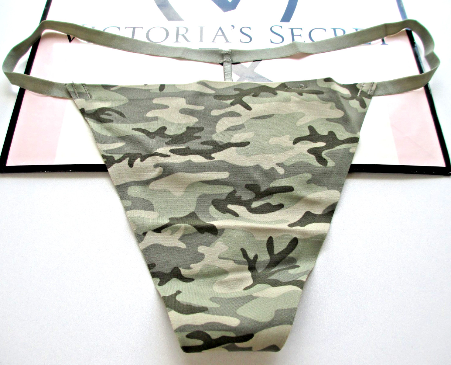 VICTORIA’S SECRET PINK No Show V-String Thong Panty S M L XL Camouflage NWT Camo