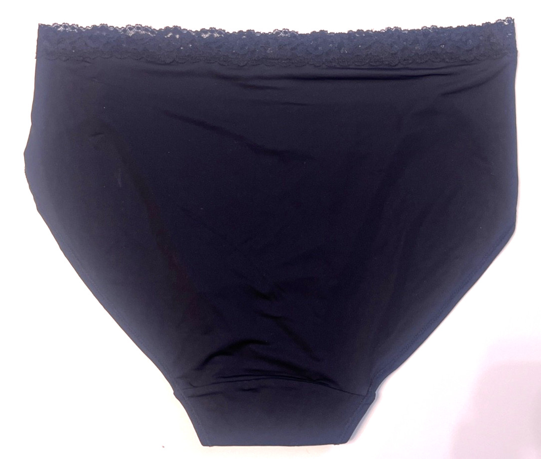 Natori MEDIUM Finishing Touch Lace Trim Hi Cut Brief Panty NWOT 7723365 Black