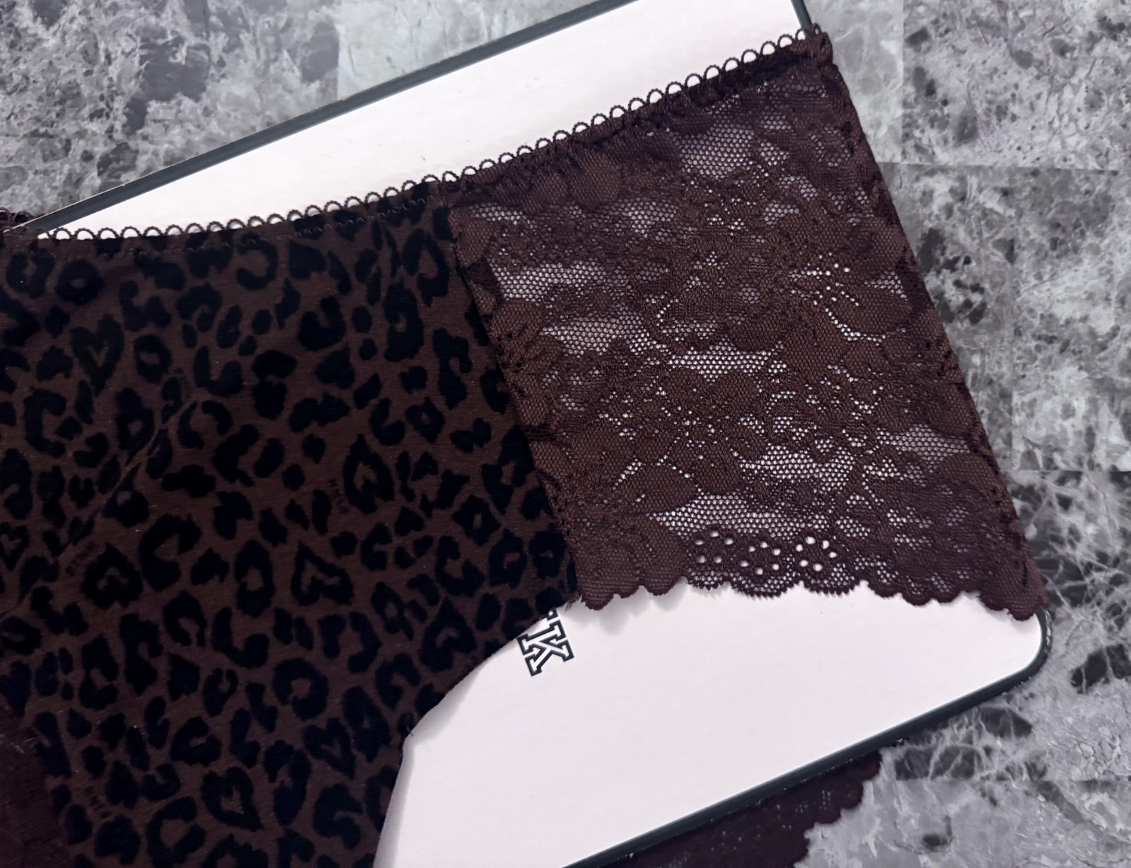 VICTORIA’S SECRET PINK BROWN BLACK LEOPARD FLORAL LACE NO SHOW HIPHUGGER PANTIES