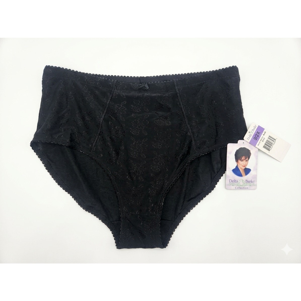 NEW Vintage 90s Delta Burke 2X Black High Waist Satin Panties Underwear