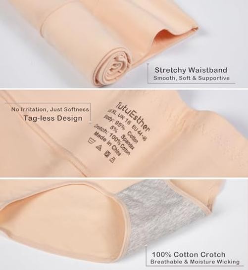 Plus Size Underwear for Women XL-5XL Cotton High Waist XX-Large Plus 4 Nude