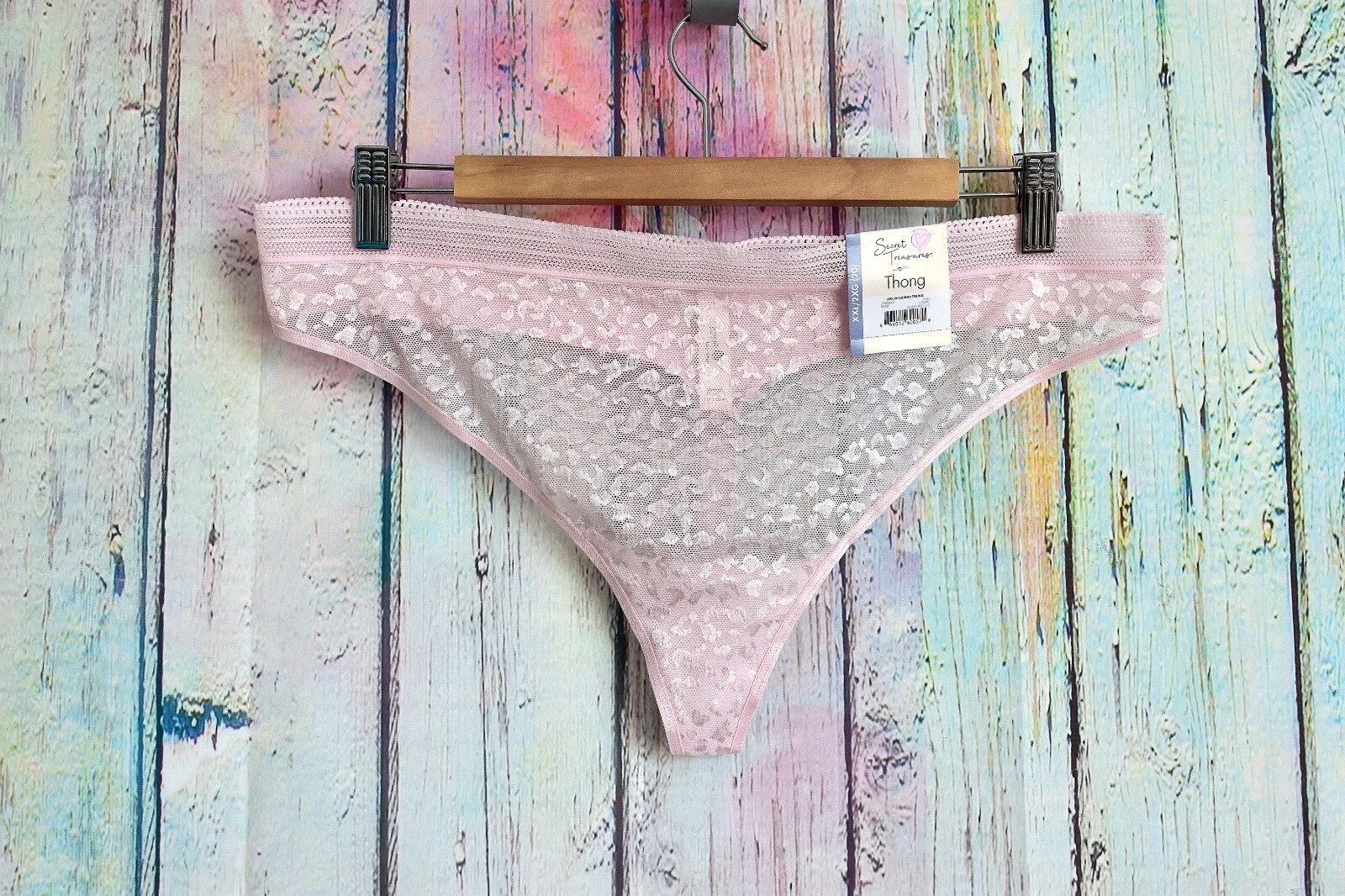 Women’s Secret Treasures Leopard Jacquard Thong XXL Pink Panties Underwear NWT
