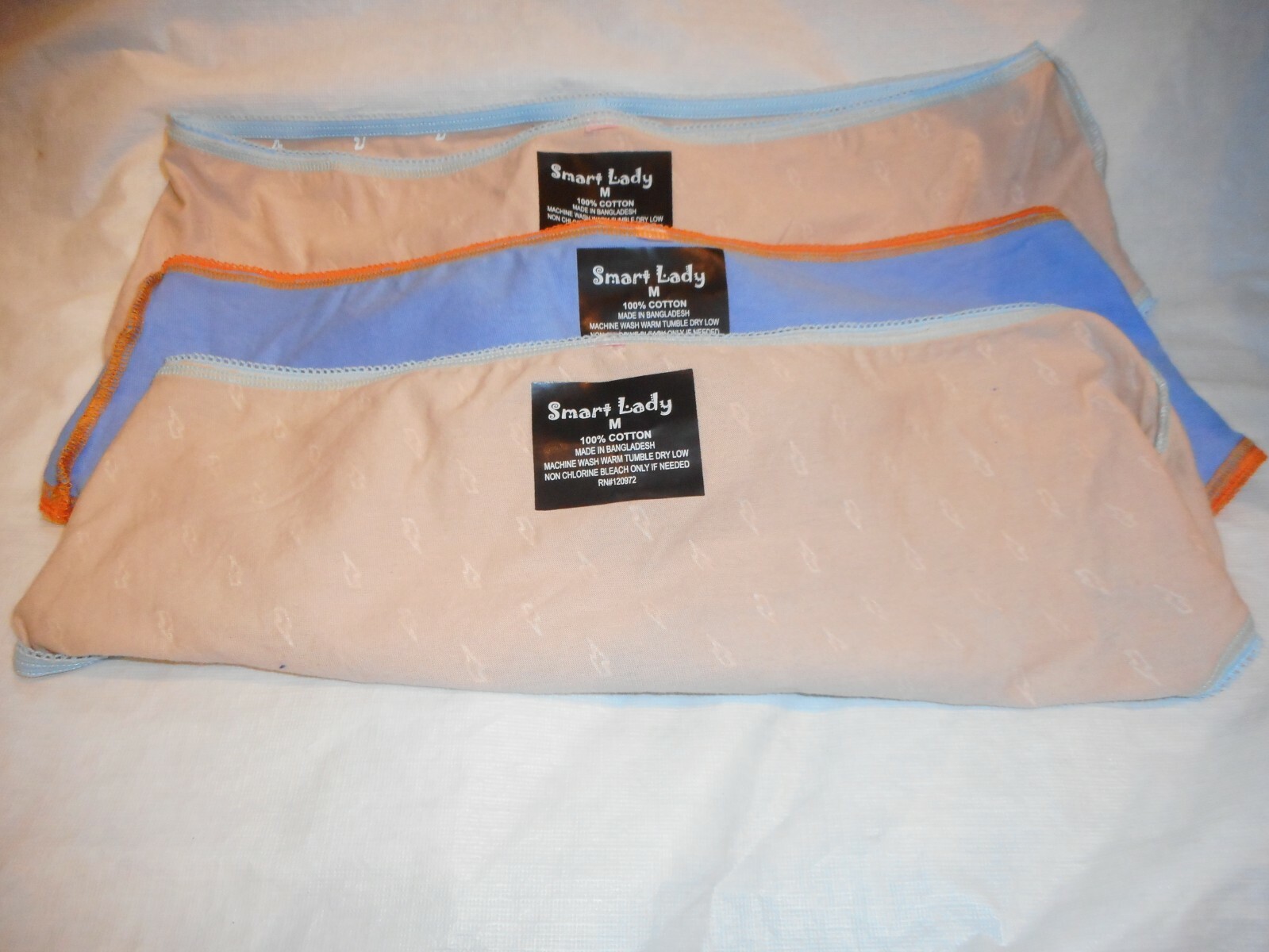 3 Smart Lady Briefs Panty Sold Together Beige/Blue & Blue /Orange Medium