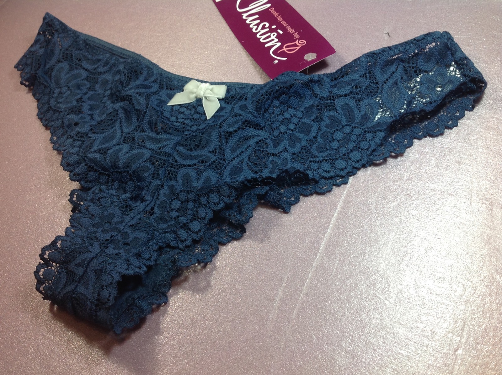 Women Panties,bikinis ILUSION Size S. Dark Blue Green Fishnet Floral , Mexico
