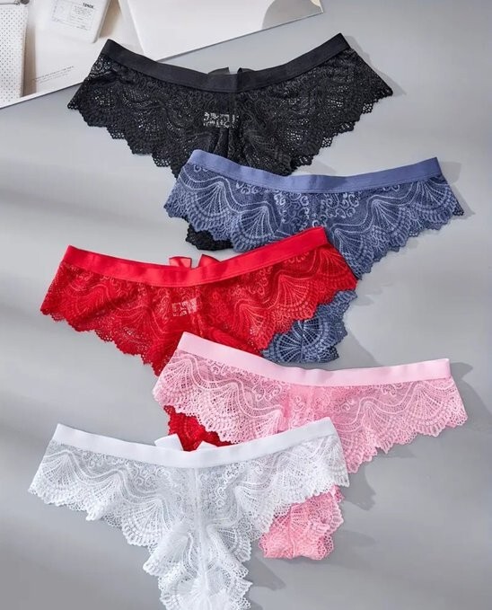 Woman’s 1Pc Sexy Lace Thongs w/ Bow Detail Size L (8/10)