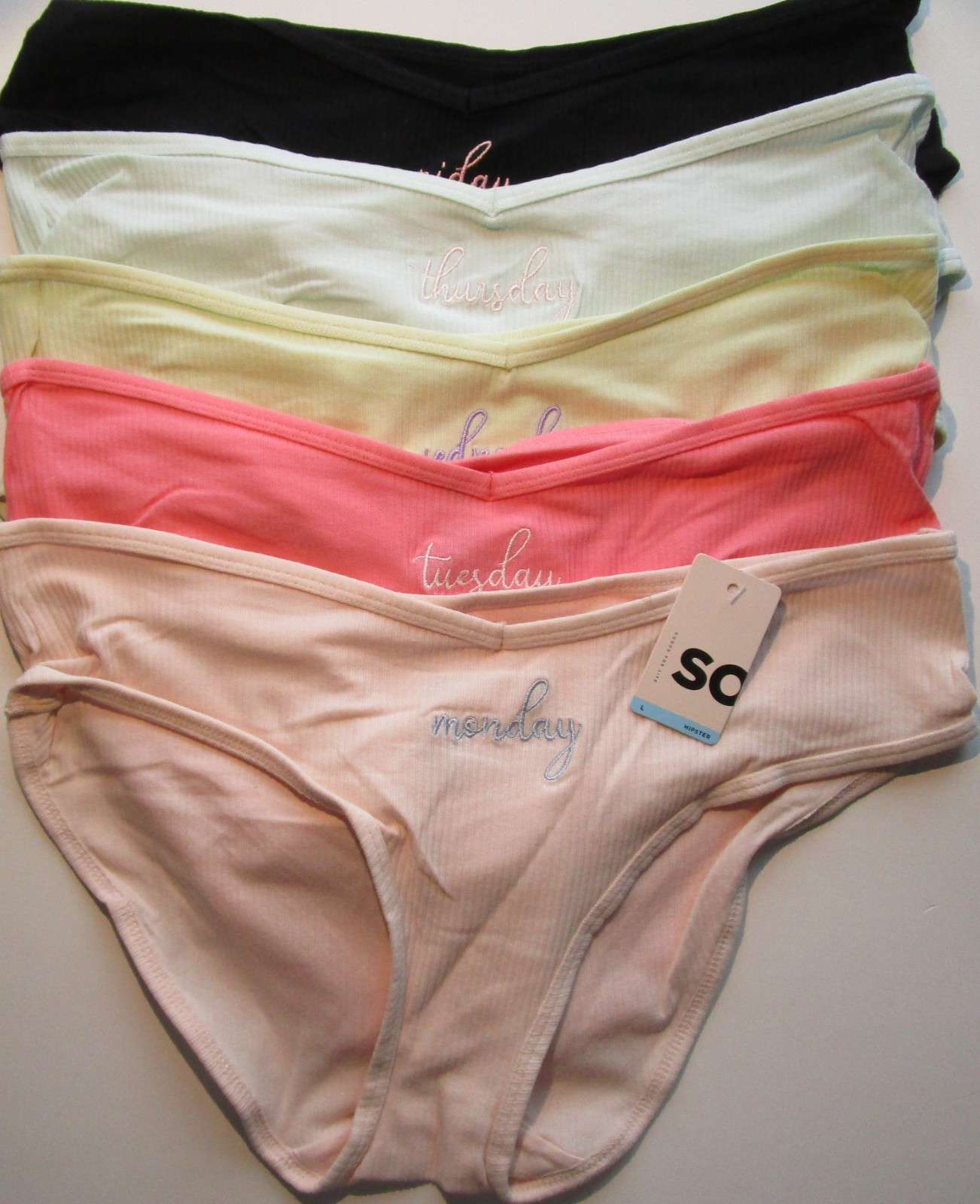 SO Intimates Hipster Pantie 5 Pack Style SO72-026P5 Size Large NWT Retail $30