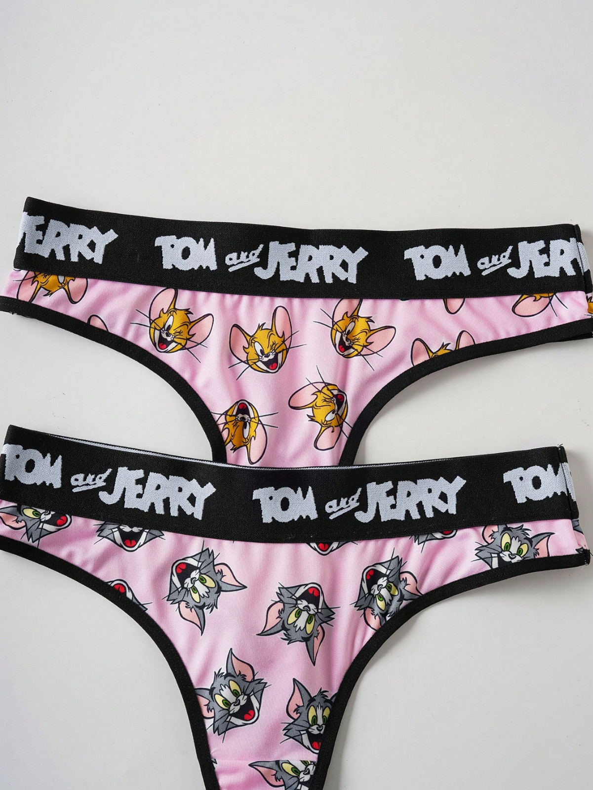 Tom & Jerry Pink Licensed Graphic Cartoon Logo Thong Panties – Pack of 2