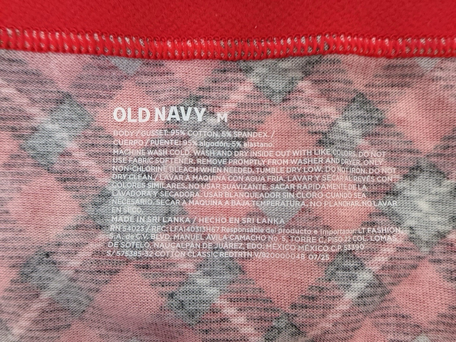 Old Navy Women’s Bikini Panties High Waisted Red Plaid Holiday Cotton Stretch M